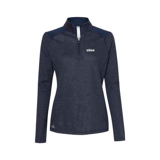 Adidas - Women's Heathered Quarter-Zip Pullover with Colorblocked Shoulders